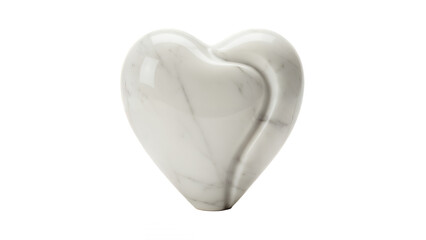 White marble heart shaped object on black background, symbol of love and care