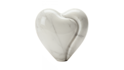 White marble heart shaped object on black background, symbol of love and care