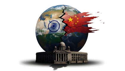 world map earth globe with all country flags on white background dramatic shadowed parliament legal building symbolic global politics justice high quality 4K