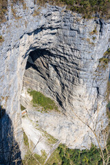 Tianmen Mountain with its pierced rock above the city of Zhangjiajie in Hunan, China.