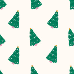 Cute Christmas Tree Seamless Pattern