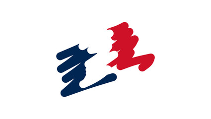 France flag line logo, flat simple illustration