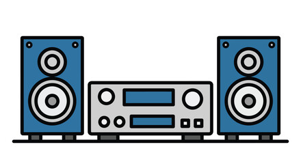 Obraz premium Modern home audio system with speakers and amplifier