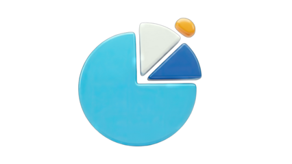 3D Pie Chart Illustrating Data Analysis on White
