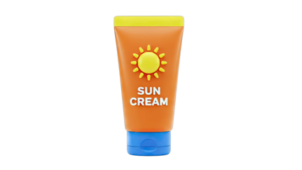 3D Render of Sun Cream Tube on White Background