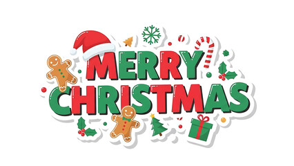 Fototapeta premium Festive Christmas Illustration Featuring Holiday Symbols and Decorations