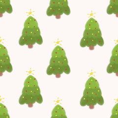 Fluffy Green Christmas Tree Pattern
