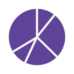 Purple pie chart with five sections