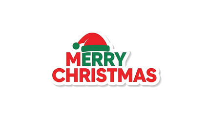 A festive graphic display wishing 'Merry Christmas' in vibrant red and green text with a classic Santa hat adornment, perfect for holiday greetings and seasonal celebrations