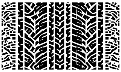 A high-contrast close-up of tire tread patterns forming bold geometric stripes. Ideal for automotive design, texture backgrounds, and abstract visuals conveying speed