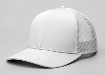 White Baseball Cap Mock-Up on White Background. 3D Rendering