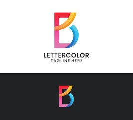 Creative letter B 3d colorful gradient abstract for business logo design inspiration