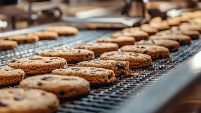 A large number of delicious chocolate chip cookies ready for packaging