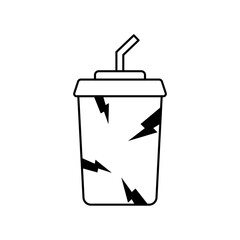 Obraz premium Cracked drink cup icon isolated on white background, simple flat symbol showing damaged beverage container for warning, defect, fragile item, and product quality concepts.