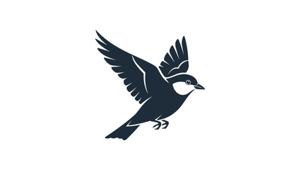 Obraz premium Black Bird Flying with Wings Spread.