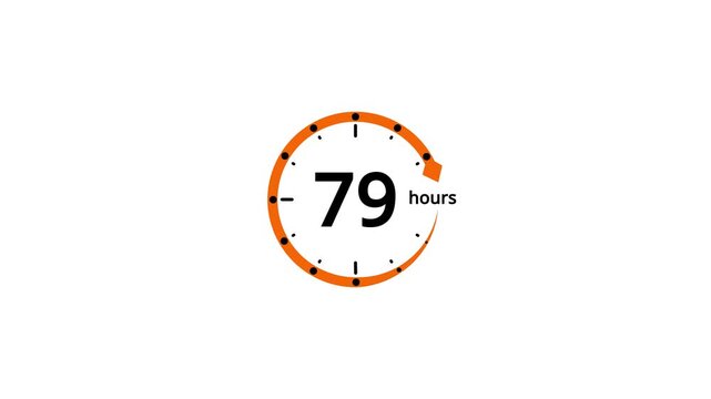 Orange circle timer displaying 79 hours with a clockwise arrow on white background image photo