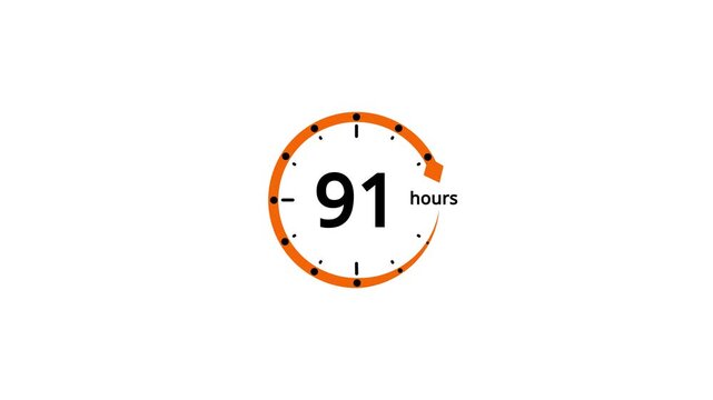 Orange circle timer with 91 hours displayed in black text on a white background clock countdown