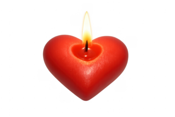 Burning red heart candle symbolizing love and passion