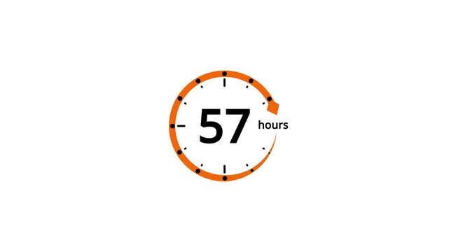 Orange circle timer displaying 57 hours with a clockwise arrow on white background image photo