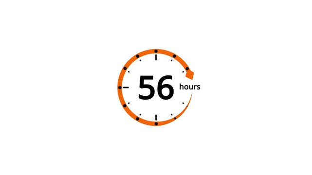 Orange circle timer displaying 56 hours with a clockwise arrow on white background image photo