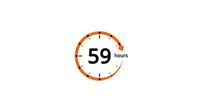 Orange circle timer displaying 59 hours with a clockwise arrow on white background image photo