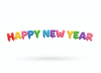 Colorful Happy New Year balloons on white background