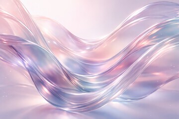 Abstract 3D Liquid Wave Motion with Pastel Tones, Translucent Smoked Glass Material, Soft Lighting, Calm Premium Background