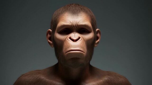 Evolutionary transformation: apetohuman facial transition in hd slow motion