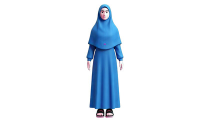 3D Render of a Muslim Woman Standing on White Background