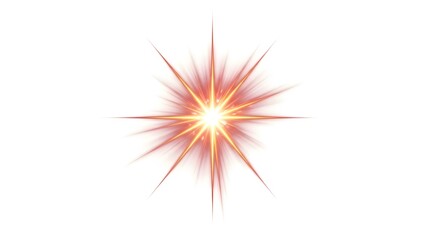 Obraz premium Red Orange Starburst Lens Flare Isolated on White Background