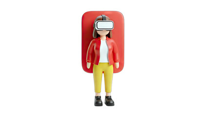 3D Woman Wearing VR Headset in a Modern Tech Context