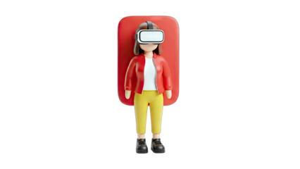 3D Woman Wearing VR Headset in a Modern Tech Context