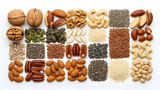High Protein Seeds and Nuts Collection for Healthy Nutrition
