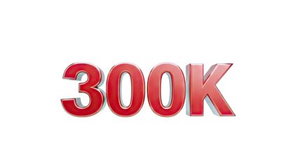300K Number in Red on White Background