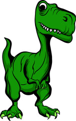 Obraz premium Funny Green T-Rex - Derpy Dinosaur Cartoon Character