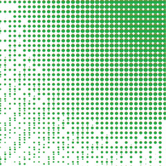Polka dot pop art halftone pattern. Green dots on white background