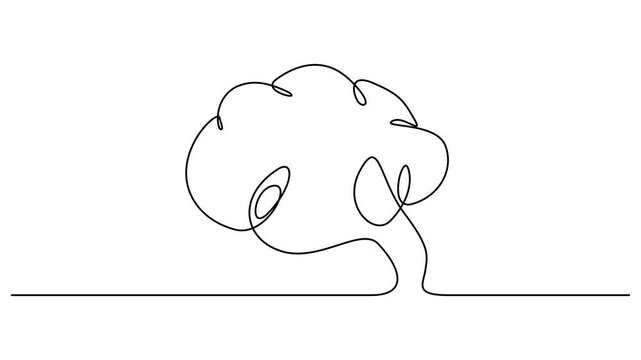 Self drawing line animation half human brain and love continuous one single line drawn concept 4k video