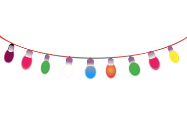Colourful string light on white 