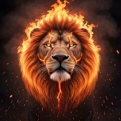 Naklejka premium Fantasy Predator Illustration: The King of Flames