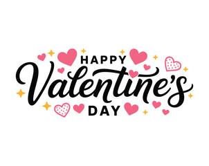 Obraz premium Happy Valentine’s Day Text with Hearts Illustration