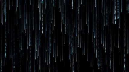 Dynamic digital rainfall with glowing blue lines in futuristic cyber universe - Powered by Adobe