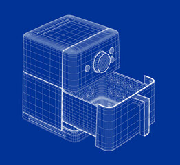3D wire-frame model of electric air fryer