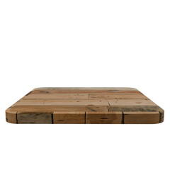 Rustic wooden shelf platform isolated on black background