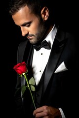 man with rose, rose day , propose day,  valentine's,