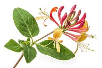 Obraz premium Honeysuckle Flower Growing on a Vine in a Garden During Springtime