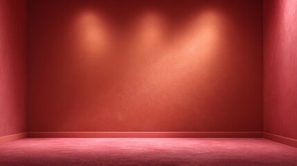 Elegant interior space with focused lighting. A red room with soft carpet and light accentuation