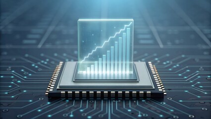 Floating Financial Graph Above Micro Chip with Standard Design Elements