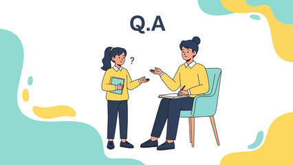 Children Asking Questions During Learning Session with Teacher Illustration