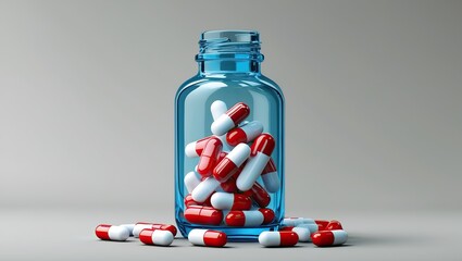 Capsules and tablets on surface &mdash; AI-generated