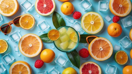 Citrus cocktail and summer accents — AI-generated